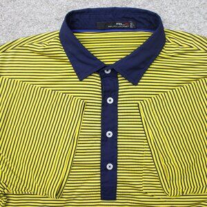 RLX Ralph Lauren Yellow and Navy Striped Polo